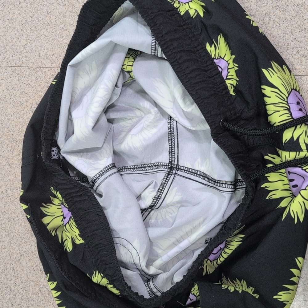 Neff Shorts, Smiley Face Flowers Sunshine, Retro Look Board Shorts Trunks, Large - Picture 10 of 12